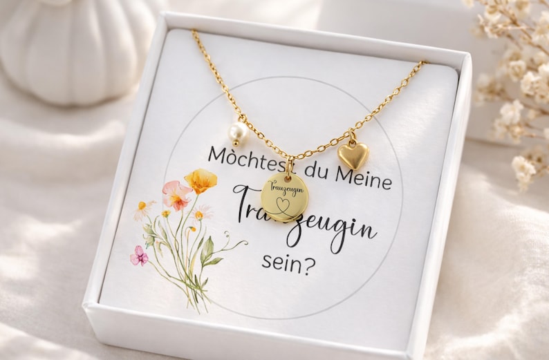 Trauzeugin Armband– Brautjungfer Geschenk – Edelstahl Gravur Armband mit Herz & Perle – Hochzeit Frage Geschenk - Beste Freundin Geschenk