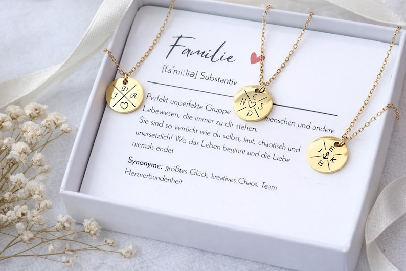 Personalisierte Familienkette-Edelstahl-Geschenk für Mama Freundin Partnerin-Namenskette Familie-Gravur Kette Edelstahl Silber Gold Roségold