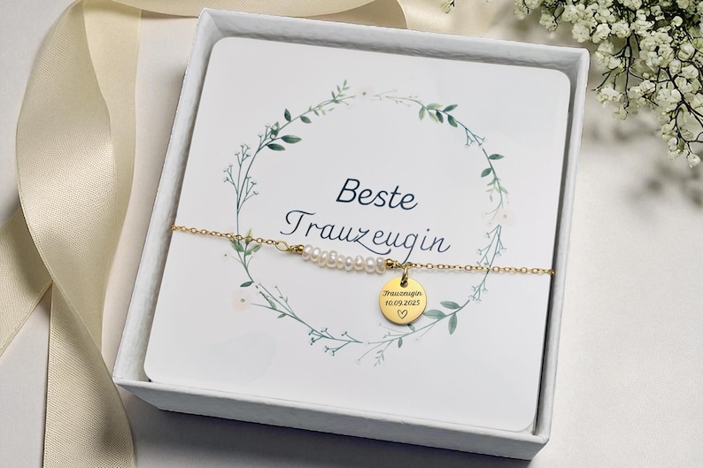Personalized real Pearl Maid of Honor Bracelet-Wedding Gift-Gift with Engraving for Wedding-Stainless Steel-Bridesmaids-Best Friend